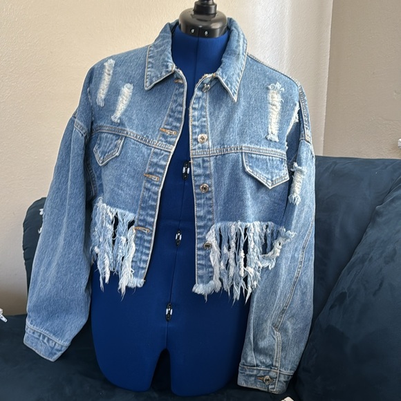 Denim Fringe Jacket - Picture 2 of 4